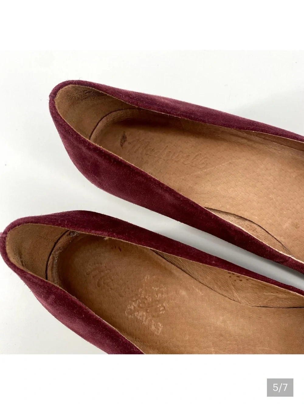 Madewell 8.5 Maroon suede block heel round toe slip on pumps - Picture 3 of 4